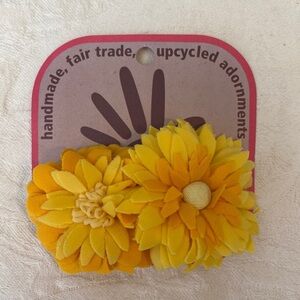 Lucuma Designs Double Flower Snap Hair Clip Barrette Fair Trade Handmade NEW